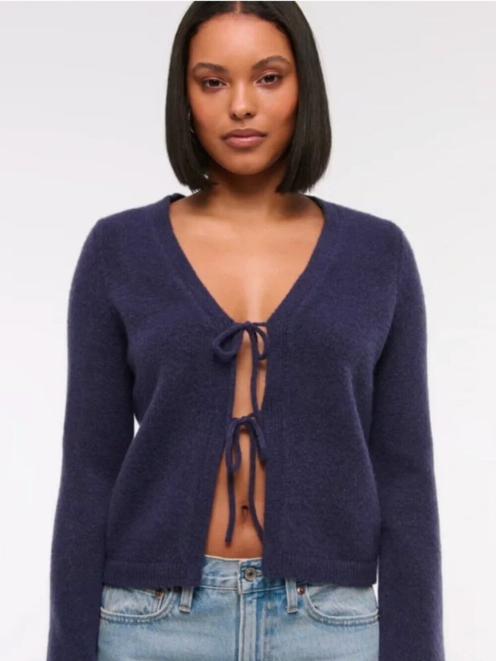 Abercrombie & Fitch NWT Blue Front Tie Cropped Cardigan Sweater XS
